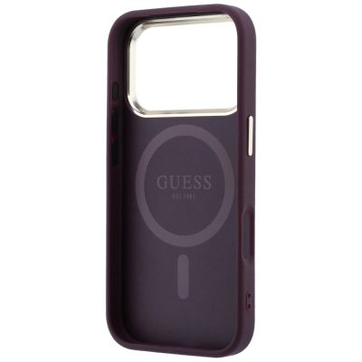 7. Guess Saffiano Small 4G & Classic Logo MagSafe Case for iPhone 18 Pro / 17 Pro - Burgundy
