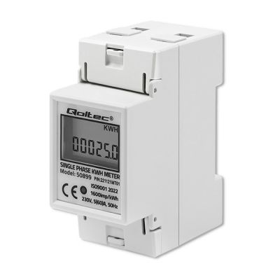 4. QOLTEC SINGLE-PHASE ENERGY CONSUMPTION METER FOR DIN RAIL | 230V | LCD | 2P