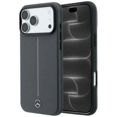 Mercedes Leather Semi Wrap with Iconic Line MagSafe Case for iPhone 18 Pro Max / 17 Pro Max - Dark Gray