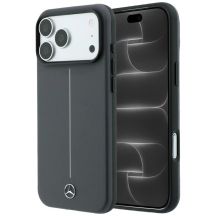Mercedes Leather Semi Wrap with Iconic Line MagSafe Case for iPhone 18 Pro Max / 17 Pro Max - Dark Gray