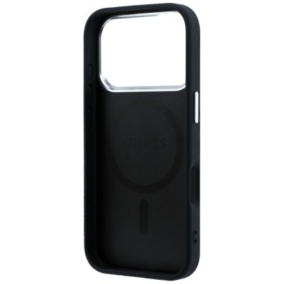 7. Guess Grained Triangle Logo MagSafe Case for iPhone 17 Pro / 18 Pro - Black