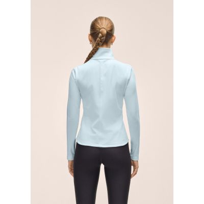 3. CASALL Women's Serene Half Zip Long Sleeve T-Shirt, Blue