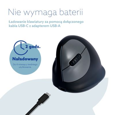12. Ergonomic R-Go Pele HE left Bluetooth mouse sidabrina