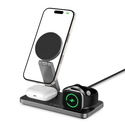 2. Tech-Protect QI15W-A47 MagSafe 3in1 Inductive Charger + USB-C Cable - Black