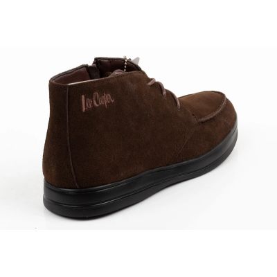 4. Lee Cooper men's elegant brown leather ankle boots with zipper