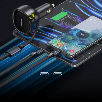 5. Baseus Enjoyment Retractable 2-in-1 Car Charger C+C 33W Cluster Black