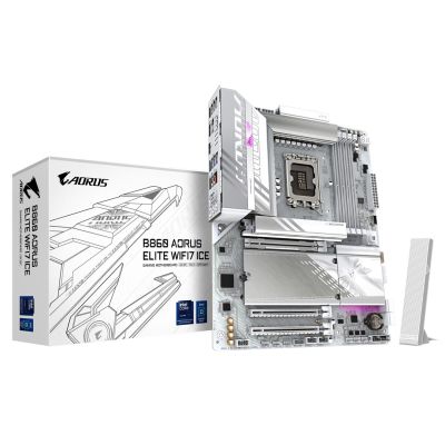 12. GIGABYTE B860 AORUS ELITE WIFI7 ICE Intel B860 LGA 1851 (Socket V1) ATX