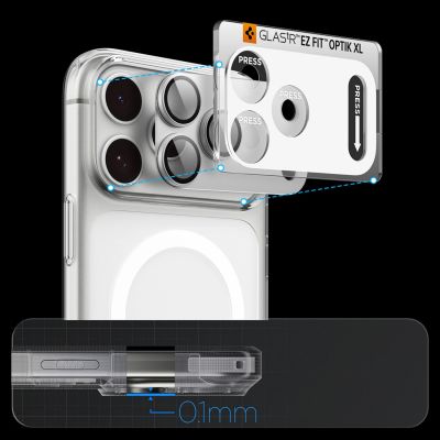 14. Spigen Optik Pro XL GLAS.TR EZ FIT Tempered Glass for iPhone 18 Pro Max - Silver