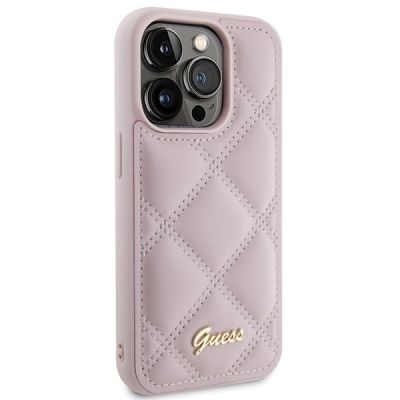 4. Guess Quilted Metal Logo case for iPhone 15 Pro - pink