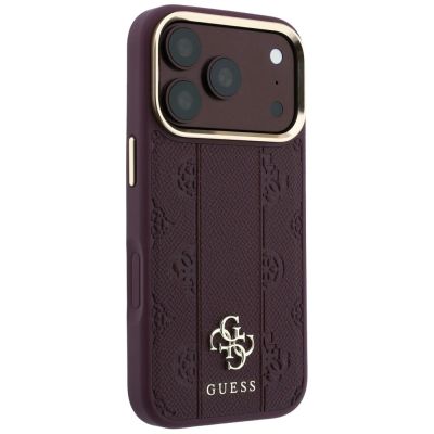 4. Guess Stripe Peony 4G Logo MagSafe Case for iPhone 18 Pro Max / 17 Pro Max - Burgundy