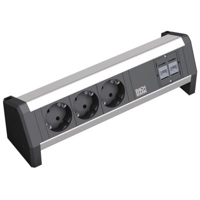 2. BACHMANN tabletop power strip 3 safety sockets, 2 CAT5e RJ45 female/female, Power input: GST18 - female, without power supply sold separately