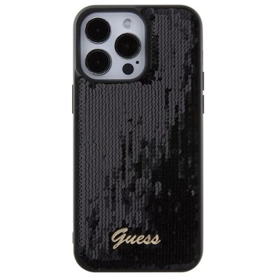 3. Guess Sequin Script Metal case for iPhone 15 Pro Max - black