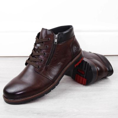 31. Rieker M RKR625 comfortable leather ankle boots lined with wool, brown