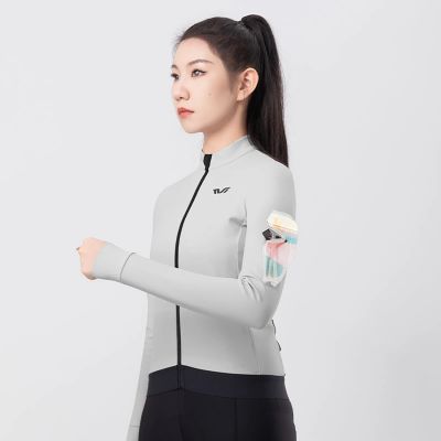 3. Rockbros YDWT006 TVI women's cycling jersey insulated autumn/winter M - white and gray