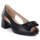Open toe block heel pumps with bow, black, Potocki 12812