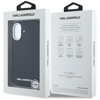 8. Karl Lagerfeld Saffiano Full Wrapped Elongated Metal Logo MagSafe Case for iPhone 16 - Black