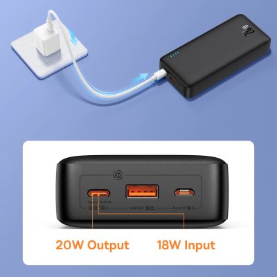 9. Baseus Airpow 20W 20000mAh Power Bank with Baseus Simple Series USB-A - USB-C 50cm Cable - Black