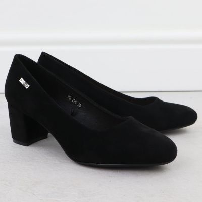 5. Black suede pumps with a block heel Sergio Leone PB178