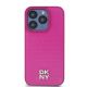 3. DKNY Leather Monogram Pattern Metal Logo MagSafe Case for iPhone 15 Pro - Pink