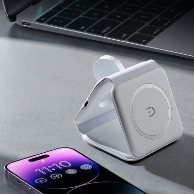 17. Dudao A11N 15W 3in1 Inductive Charger - White + USB-C / USB-C Cable