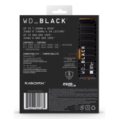 10. WD Black SN850X WDS100T2XHE SSD (1 TB ; M.2; PCIe NVMe 4.0 x4; heatsink)
