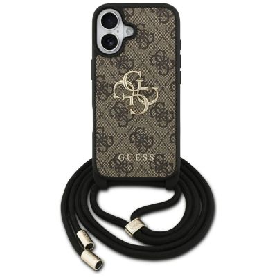 Guess 4G Big Logo Cord Stap Crossbody Case for iPhone 17 - Brown