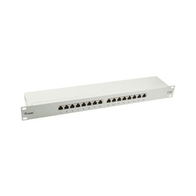 3. Equip 19" Patchpanel 16xRJ45 Cat5e FTP 1U 1000MHz RAL7035