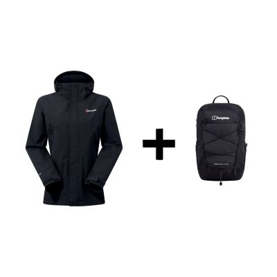 Berghaus Hillwalker IA Shell Jacket Size M Black + Berghaus 24/7 365 U18 Black Backpack
