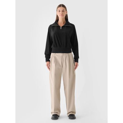 4. Women's velour sweatshirt without a hood, 4F 4FRAW24TSWSF2054-20S