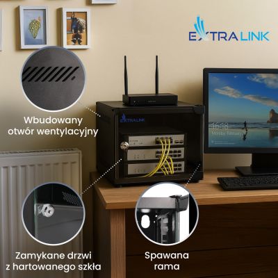 14. Extralink LITE 4U 10 280X310 WALL-MOUNTED RACKMOUNT CABINET BLACK Freestanding/Wall/Floor Rack Black