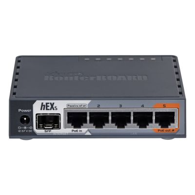 2. Mikrotik hEX S router (RB760iGS) Total Ethernet Ports:6; Architecture:MMIPS; CPU core:2