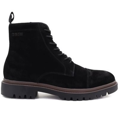 6. Men's leather ankle boots, unlined, suede, black, Big Star UU174221