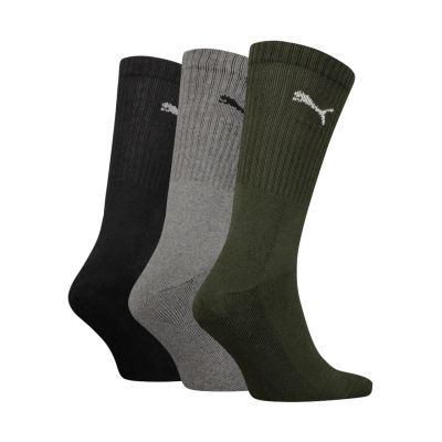 2. Puma Crew Socks 3 Pairs Black, Gray, Green 880355 28