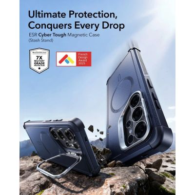 3. ESR Cyber ​​Tough Kickstand MagSafe Case for Samsung Galaxy S26 Ultra - Navy Blue