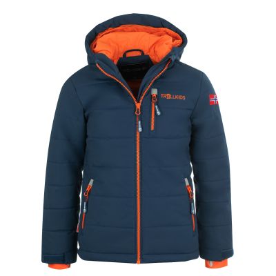 Trollkids Kids Hemsedal Snow Jacket XT mystic blue/orange abrasion-resistant blue (513-142)