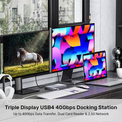 13. Unitek Triple USB4 40Gb/s Docking Station, 120W Power Supply