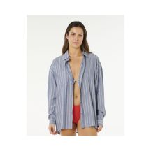 RIP CURL Women's Beach Days Pinstripe Shirt Blue