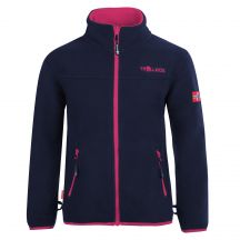 Trollkids Girls Oppdal Jacket XT Zip-Up Fleece Jacket for Girls, Navy/Pink (415-114)