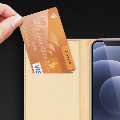 18. Dux Ducis Skin Pro Bookcase type case for iPhone 13 mini golden
