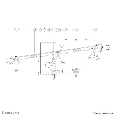 16. Desk mount for 3 monitors 10-27" NEOMOUNTS DS60-600BL3