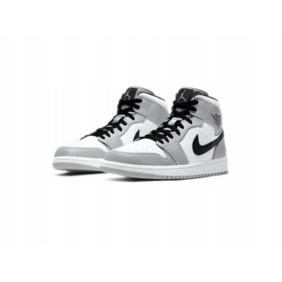 4. Men's Air Jordan 1 Mid Light Smoke Grey Shoes - 554724-092