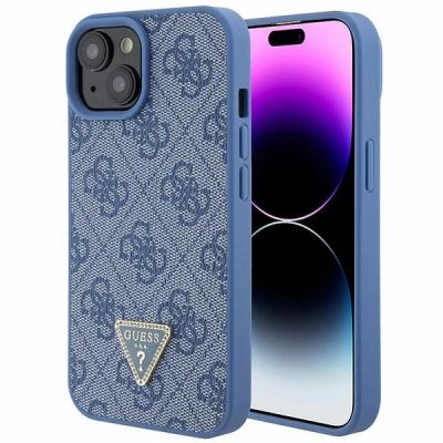Guess GUHCP15SP4TDPB iPhone 15 6.1" blue/blue hardcase Leather 4G Triangle Strass