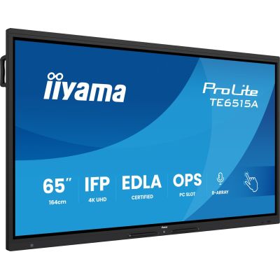 iiyama TE6515A-B2AG signage display Kiosk 163.8 cm (64.5") Wi-Fi 550 cd/m2 4K Ultra HD Black Touchscreen Built-in processor Android 24/7