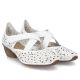 2. Women's leather openwork high-heeled shoes, white, Rieker 43773-80