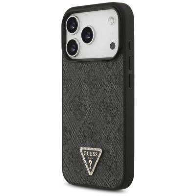 2. Guess Leather 4G Triangle Strass MagSafe Case for iPhone 17 Pro - Black