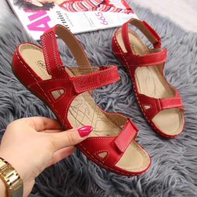 Red Velcro leather sandals W Helios 205