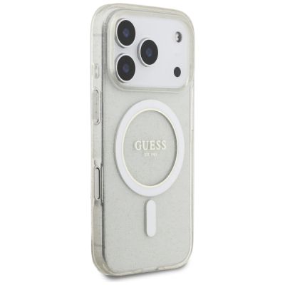 4. Guess IML Glitter Pearl Strap MagSafe Case for iPhone 17 Pro - Transparent