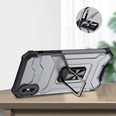 5. Crystal Ring Case Kickstand Tough Rugged Cover for iPhone XS Max red