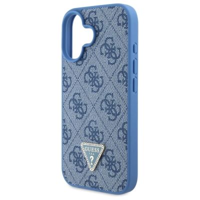 5. Guess Leather Metal Logo Strass Crossbody Case for iPhone 16 - Blue