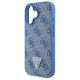 5. Guess Leather Metal Logo Strass Crossbody Case for iPhone 16 - Blue